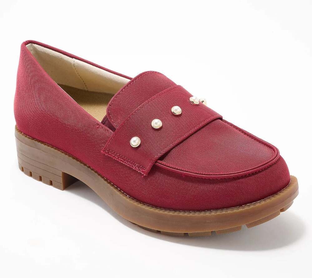 Waco REVITALIGN Laurel Pearl Burgundy Satin Orthopedic Loafers Women's Size 9.5D